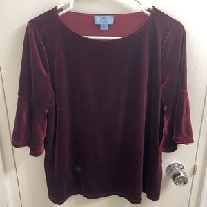 CeCe Bell Sleeve Velvet Top